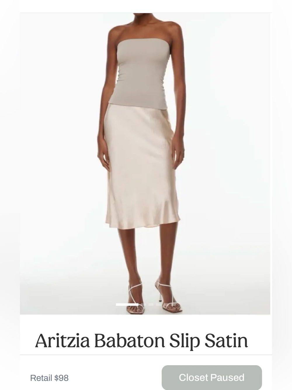 Aritzia Babaton Cream Satin Slip Skirt